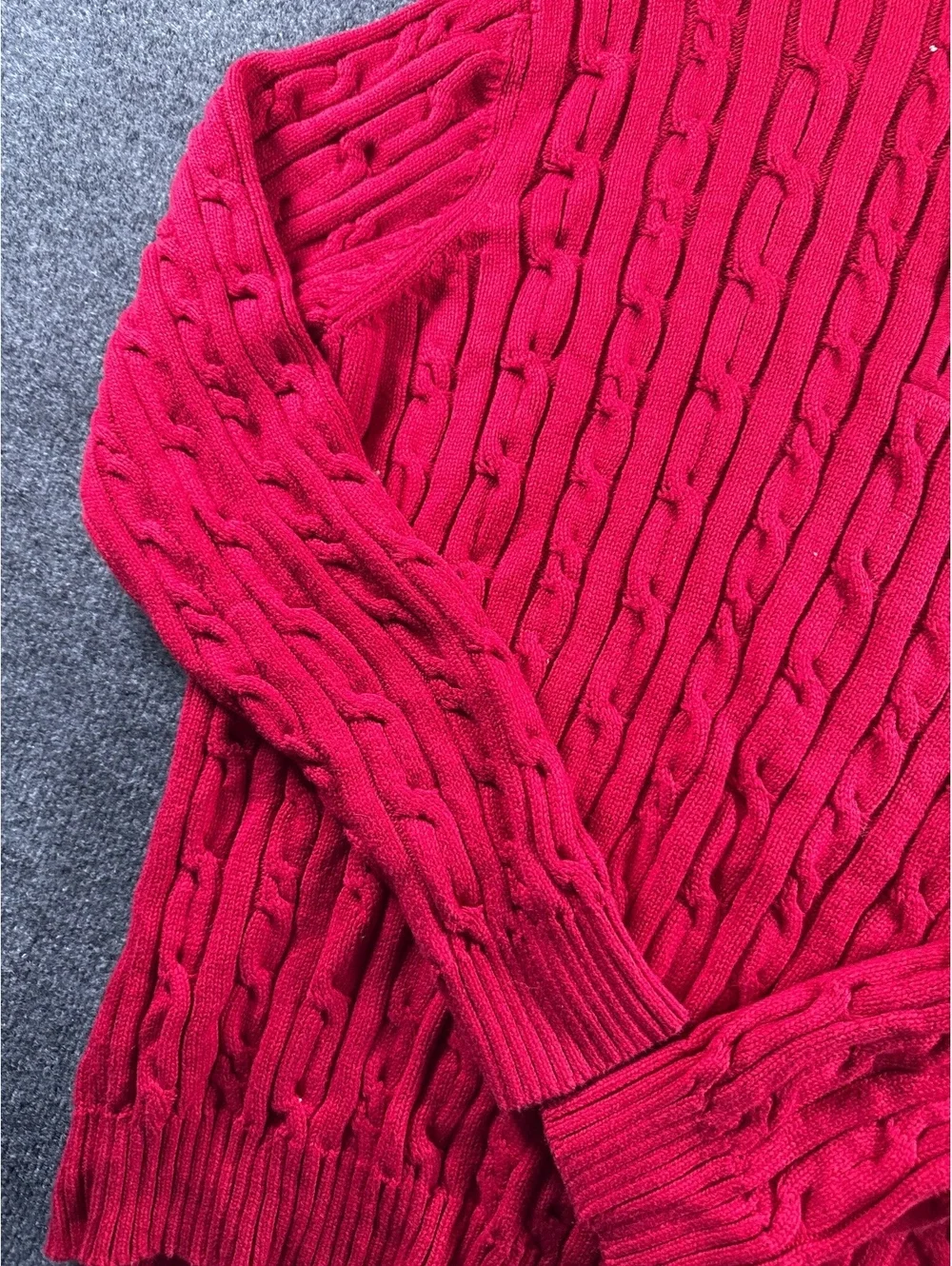 Izod Cable Knit Sweater Red XXL Cotton Pullover Crewneck